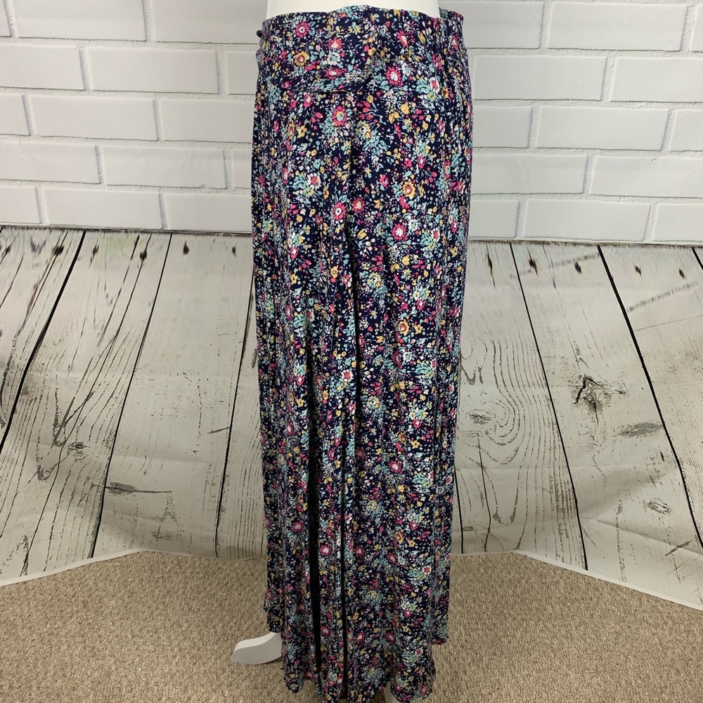 🔥MAISON JULES🔥Floral Print Tie-Front Slit Maxi Skirt Navy XL NWT - Picture 3 of 4